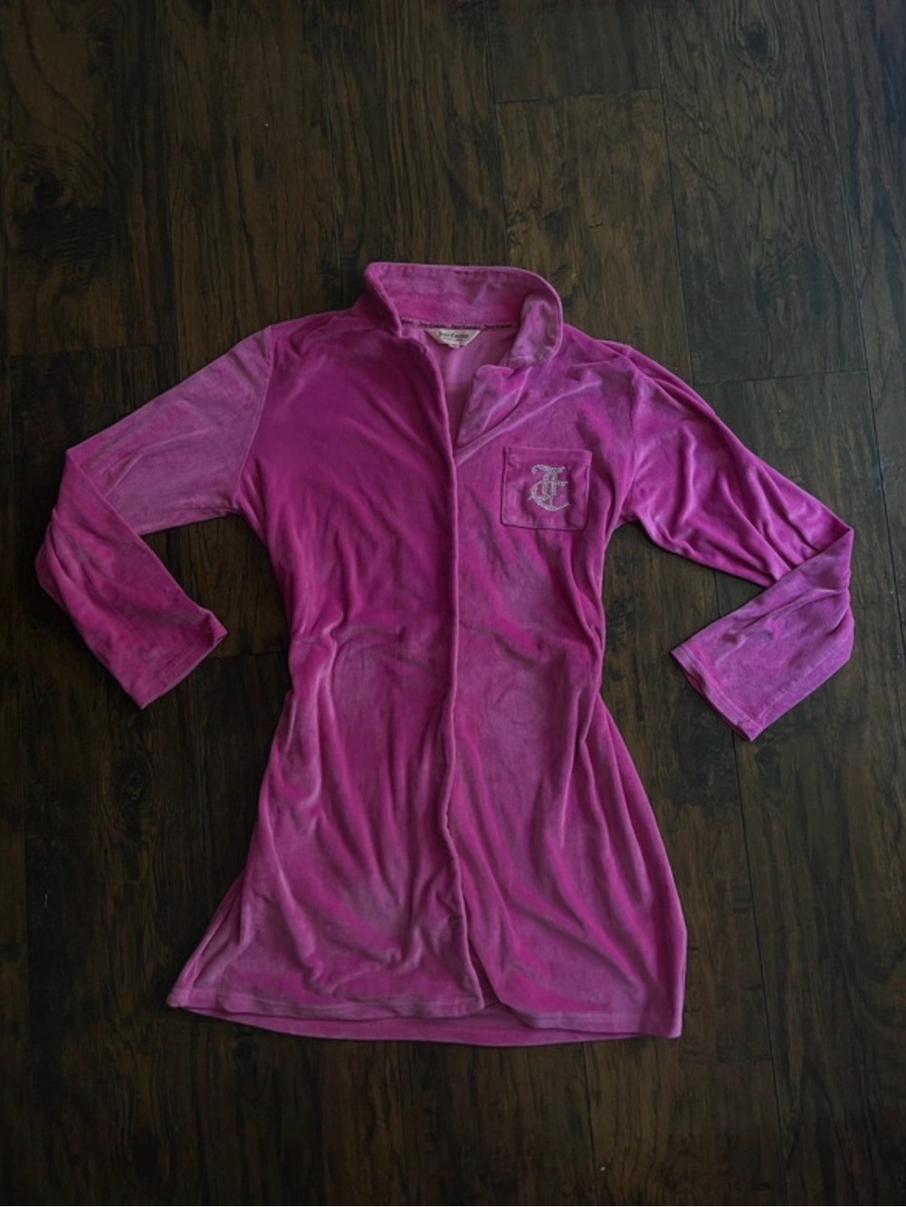 Juicy Couture Hot Pink Velour Zip-Front Tunic Jacket